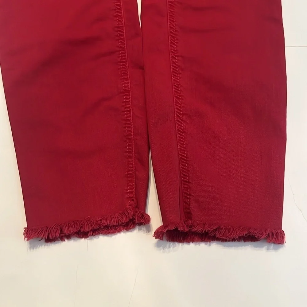 LOFT Red Frayed High Rise Skinny Crop Jeans Size 4